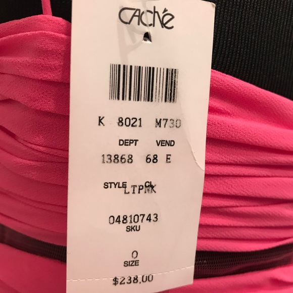 Brand New Cache Pink Chiffon Prom Evening Gown Dress size 0 - Picture 3 of 3